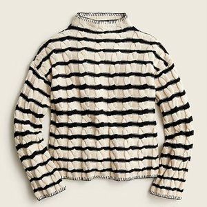 Black and white J. Crew cable knit cropped sweater, Size M